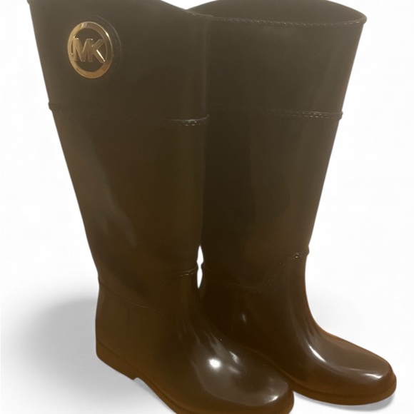 Michael Kors Woman’s Waterproof Stockard Rubber Rain Boots Black Size 6 - Picture 2 of 9